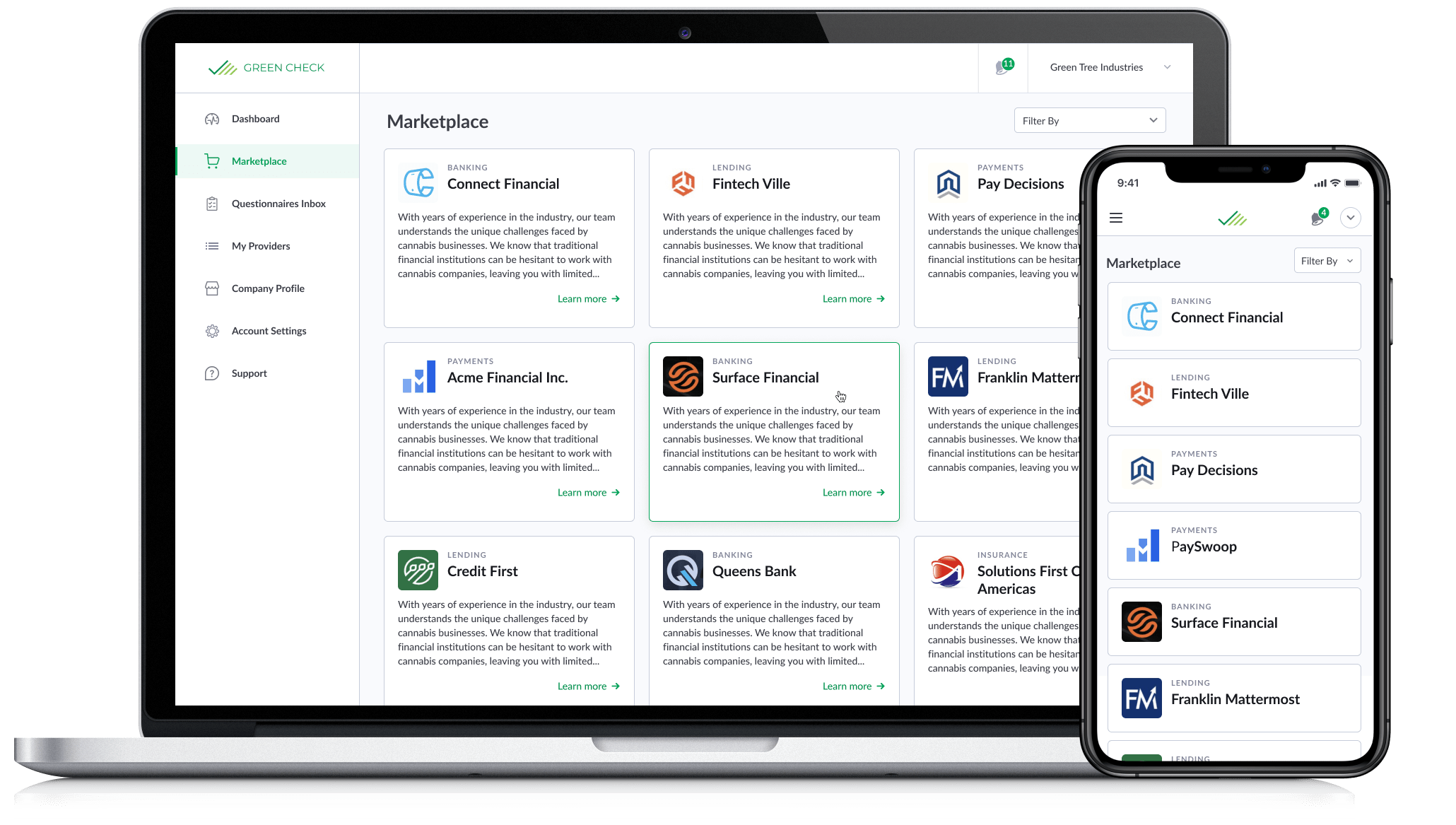 Green Check Marketplace for Cannabis Businesses